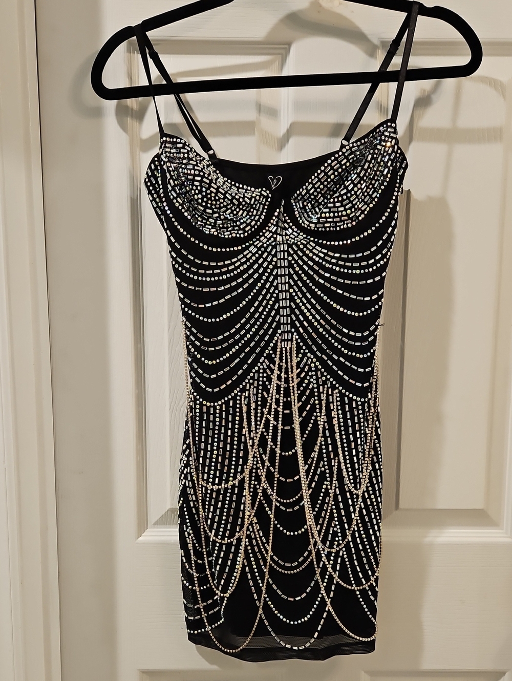 Windsor Black Mini Dress with Silver Beading